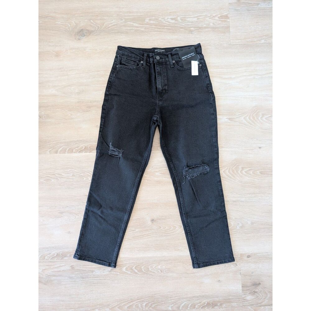 Banana Republic Straight Leg Distressed Jeans – Washed Black NWT (Size 28)